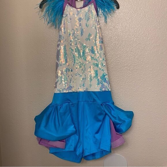 Weissman Dance Costume sassy feather sequin We Are Family 11495 Adult LA, MA - Picture 2 of 15
